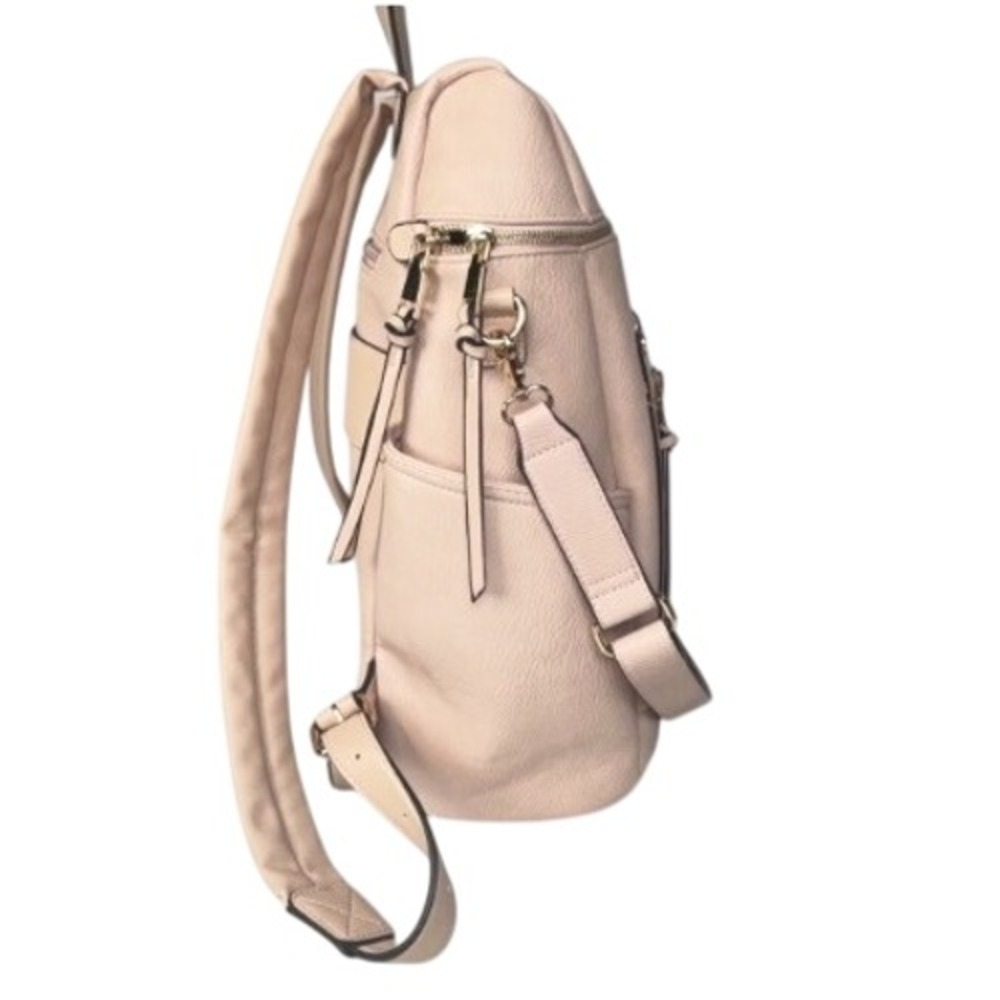 Poppy & Peonies Tote Commuter Backpack Set Blush Pink Gold Vegan Leather - Picture 4 of 16